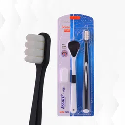 assure Senso Foam Ultra-Soft Toothbrush, 5000 Micro-Bristles with Tongue Cleaner, Black Ultra Soft Toothbrush-picture-34