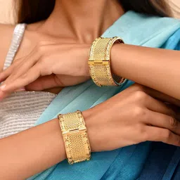 VOJ Set Of 2 Stainless Steel Gold-Plated Bangles image 5