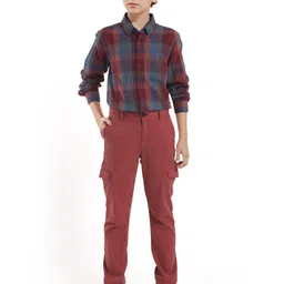 RARE ONES Boys Button-Down Collar Tartan Checked Cotton Casual Shirt image 1