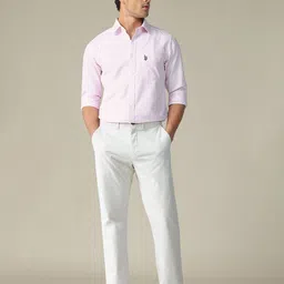 U.S. Polo Assn. Men Tailored Fit Vertical Striped Spread Collar Pure Cotton Casual Shirt image 4