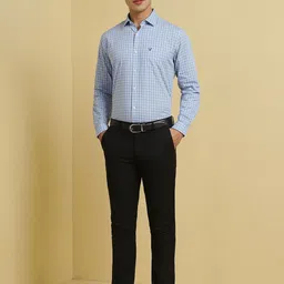 Allen Solly Men Slim Fit Spread Collar Grid Tattersall Checked Cotton Formal Shirt image 4