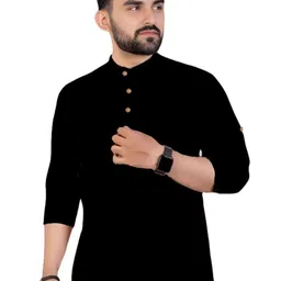 Yugnik Men Pack of 2 Mandarin Collar Roll-Up Sleeves Kurta image 5