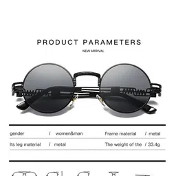 First Lens Unisex Black Lens & Gold-Toned Round Sunglasses C10384 image 4