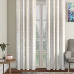 HOSTA HOMES Cream-Coloured Set of 2 Geometric Long Door Curtain-picture-37