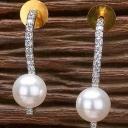 MODE & MINIMAL Rhodium Rose Gold-Plated Stones Studded And Beaded Spherical Drop Earrings-picture-29