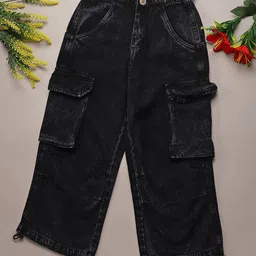 V-Mart Boys Regular Fit Mid-Rise Light Fade Stretchable Cargo Jeans-picture-45
