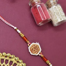 MEIRA JEWELLERY Artificial Beaded Ganesha Thread Rakhi With Roli Chawal-picture-19