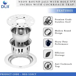dlii Floor Stainless Steel Push Down Strainer image 3