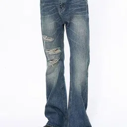 StyleCast x Revolte Men Flared Mildly Distressed Light Fade Jeans-picture-12