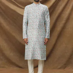 Samyukta Singhania Men Floral Printed Regular Kurta with Trousers image 1