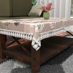 Myntra Elegant Homes Brown & White Floral Printed Rectangular 6-Seater Dining Table Cover image 3
