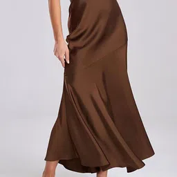 LULU & SKY High-Rise A-Line Asymmetric Maxi Skirt image 4