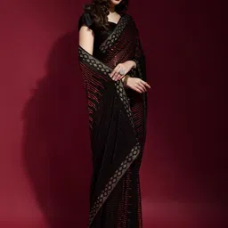 CANIZZARO Embellished Sequinned Pure Georgette Heavy Work Saree image 4