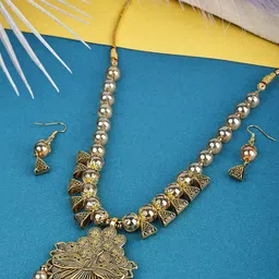 Sangria Dancing Peacock Beaded Jewellery Set-picture-22