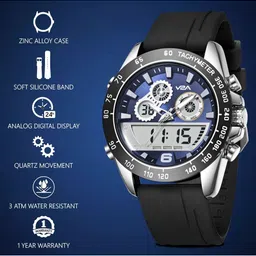 V2A Men Printed Dial & Stainless Steel Straps Analogue Watch V2A-JF-2106B-Blk-Blu image 5