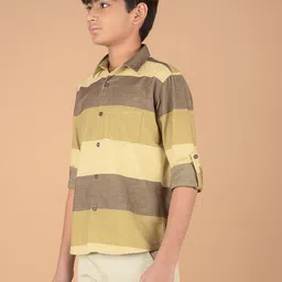 Crimsoune Club Boys Premium Slim Fit Horizontal Stripes Opaque Striped Casual Shirt-image-75