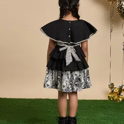 lil drama LIL DRAMAGirlsAnimal Graphic Printed Layered A-Line Cotton Dress with Hairband image 3