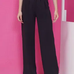 Mast & Harbour Women Relaxed Straight Leg High-Rise Easy Wash Trousers-picture-12