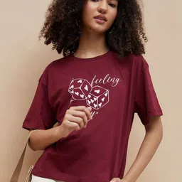 Fame Forever by Lifestyle Women Graphic Printed Round Neck Pure Cotton T-shirt-picture-38