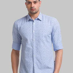 Parx Men Cutaway Collar Micro Ditsy Printed Cotton Slim Fit Casual Shirt-picture-31
