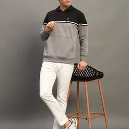 THE CASUALS Men Colourblocked Hooded Sweatshirt-image-66