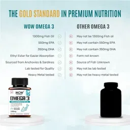 WOW Life Science Omega-3 1300mg Capsules with Fish oil - EPA + DHA - 60 Capsules image 5