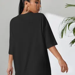 Mast & Harbour Typography Printed Drop-Shoulder Sleeves Cotton Oversized T-shirt image 3