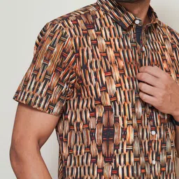 Mast & Harbour Abstract Printed Short Sleeves Spread Collar Cotton Shirt image 3