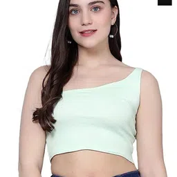 SRISARAS Women Pack Of 2 One Shoulder Cotton Crop Top-image-92