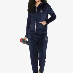 MARC LOUIS Logo Embroidered Velvet Track Jacket-image-28