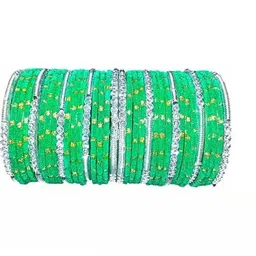 Shasmi Green Glass Artificial Stones Bangle image 1