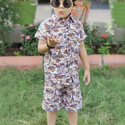 YK Infant Boys Printed Shirt Collar Shirt With Shorts image 2
