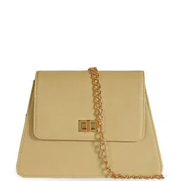 eske Women Gold Solid Twist Lock Chain Strap Trapeze Leather Shoulder Bag-picture-45