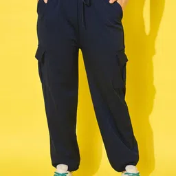 DIMPY GARMENTS Women Relaxed High-Rise Joggers Trousers-image-85