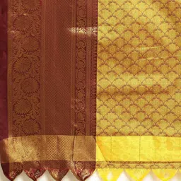 KALINI Lime Green Cotton Blend Woven Design Sarees image 4