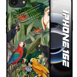 QRIOH Printed Apple iPhone 16e Jungle Harmony Glass Back Case Mobile Accessories-picture-40