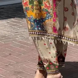 NKV Women Printed Regular Mirror Work Kurta with Palazzos & Dupatta image 4