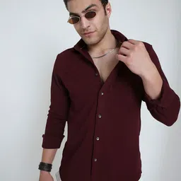VASTRADO Men Classic Fit Textured Spread Collar Casual Shirt-picture-34