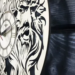 QEZNEF Beige & Black Round Printed Traditional Analogue Wall Clock image 4