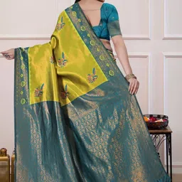 G R K Fashion Textile Ethnic Motifs Zari Art Silk Banarasi Saree image 4