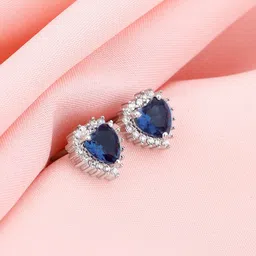 GIVA 925 Sterling Silver Rhodium-Plated Heart Shaped Cubic Zirconia Studded Studs-picture-18