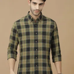 CAVALLO by Linen Club Men Contemporary Slim Fit Tartan Checks Opaque Checked Casual Shirt-picture-27
