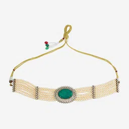kushal's fashion jewellery Kushal's Fashion JewelleryCopper Mint Victorian-Plated Cubic-Zircon Necklace image 2