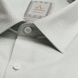 Arrow Men Textured Spread Collar Pure Cotton Satin Italian Elegance Formal Shirt image 3