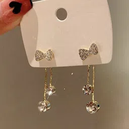 Celestria Contemporary Rhinestone Studded Drop Earrings image 2