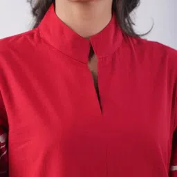 BAESD Printed Pure Cotton Collared-Neck Long Sleeve Tunic With Palazzos Co-Ords image 2