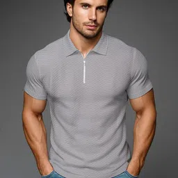 Leotude Men Self Design Polo Collar Cotton T-shirt-picture-12