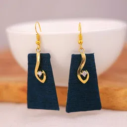 VIRAASI Gold-Plated Cubic Zirconia Studded Contemporary Drop Earrings-image-16