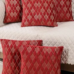 Set of 5 Piece Maroon Color Premium Velvet Cushion Covers-image-82