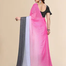 Moda Rapido Striped Zari Poly Georgette Saree image 2